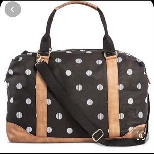 MERONA black polka dot canvas weekend bag